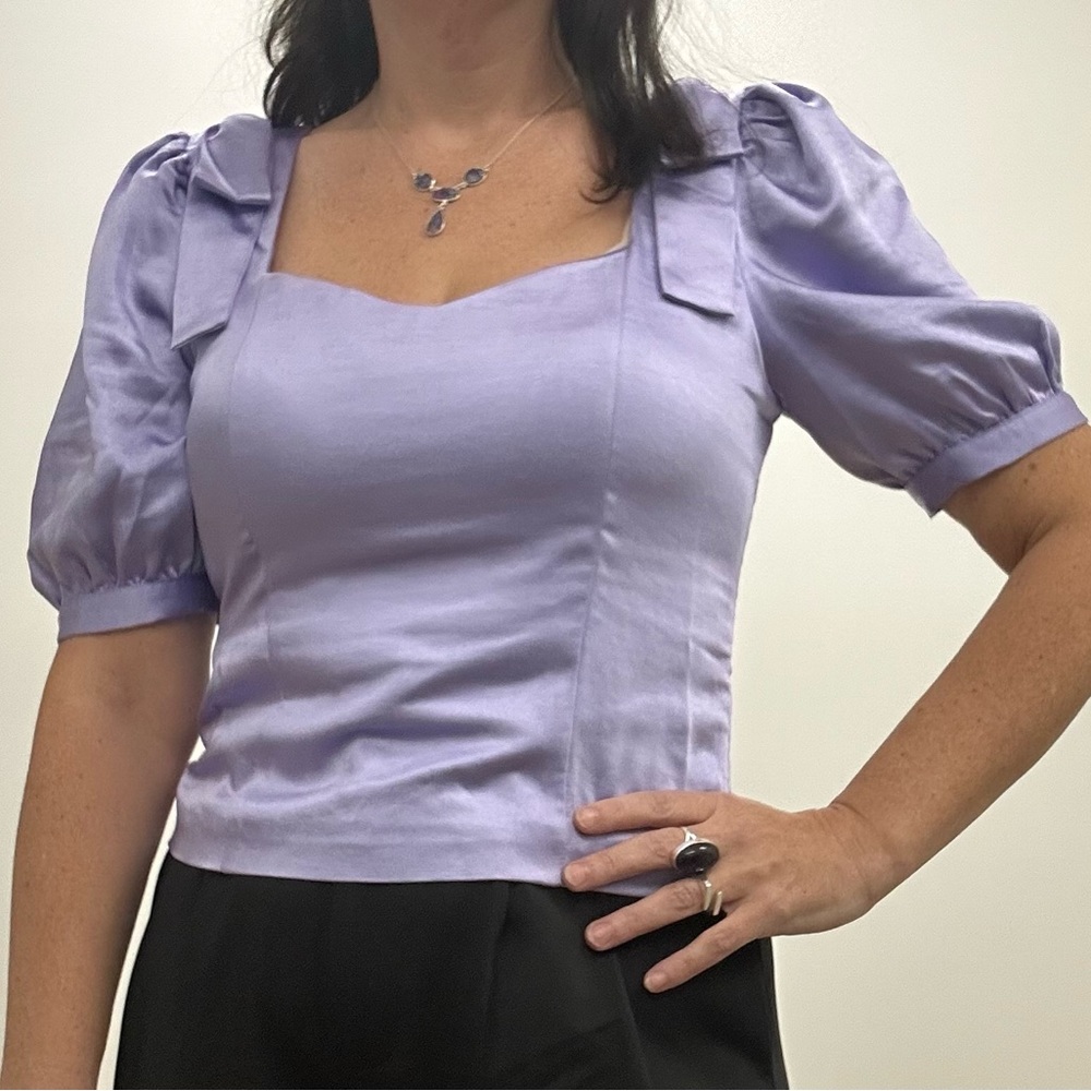 Greylin Lilac Bow Puff Sleeve Blouse